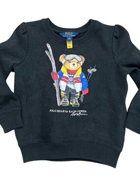 Polo Ralph Lauren Youth Polo Skiing Bear Crewneck Sweatshirt Size 6 Black